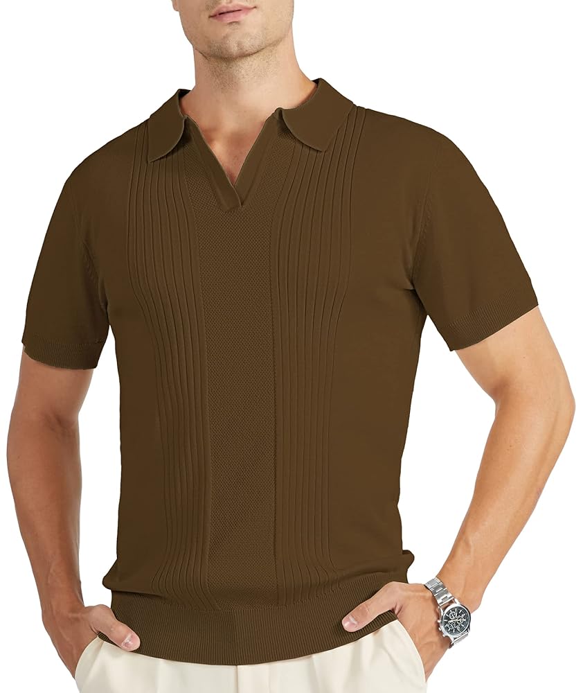 Amazon.com: SWISSWELL Gray Polo Shirt for Men Knit Polo